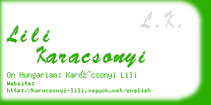 lili karacsonyi business card